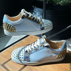 Christian Louboutin Seavaste 2 Orlato Flat White Gold Low Tops EU 44/ US 11